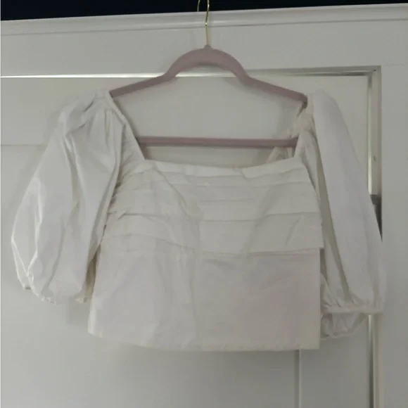 Abercrombie & Fitch White Puff Sleeve Top - Picture 3 of 7